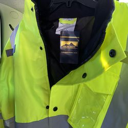 Safety Jacket, Waterproof With Hoodie Size Extra Large New