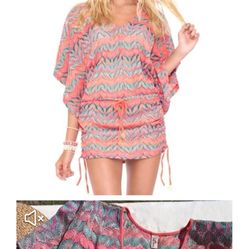 New white And Gold Fringe Cover Up 