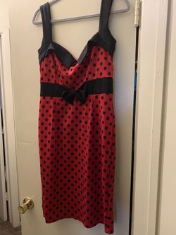 ♡ PIN-UP ♡ L Size Red Polka Dot Dress