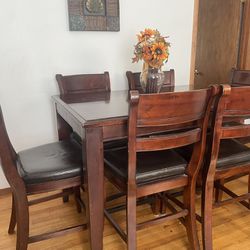Pub Style High Top Table And 8 Chairs With Leaf 