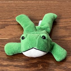 5” Green And White Plush Stuffed Frog