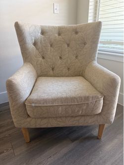 Cream color chair for sale. Must go!