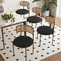 Set of 4 Rattan Back Dining Chairs
