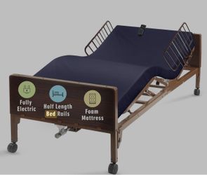 Fully Electric Hospital Bed with Rails and Mattress