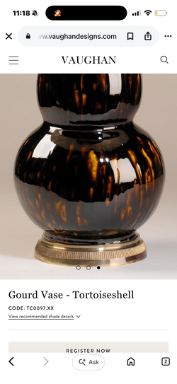 RARE PAIR – Vaughan Designs Tortoiseshell Gourd Table Lamps – Discontinued