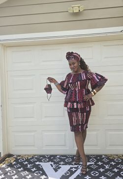 African Casual Skirt And Blouse (4 Pic Set)