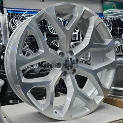 BRAND NEW 24” GM SNOWFLAKE 6x139.7 REPLICA SILVER RIMS GMC CHEVY ESCALADE TAHOE YUKON IN STOCK