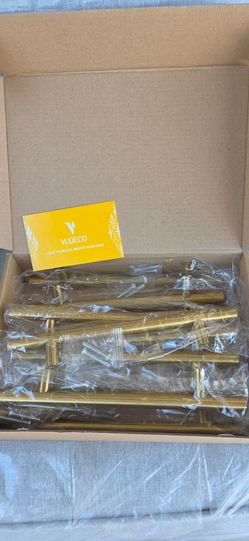 Box of 10 Brushed Gold T-Bar Cabinet Pull