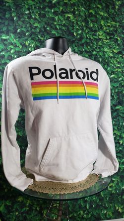 Polaroid Hoodie Sweatshirt White Rainbow Men's Size M