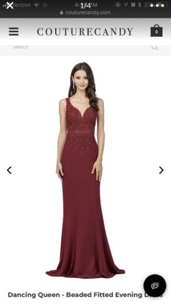 Fitted burgundy prom dress