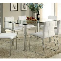 White Dining Table Set With 6 Chairs (Free Delivery)