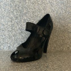 Aldo Collection Vero Cuoio Black Open Toe Heels (sz 6)