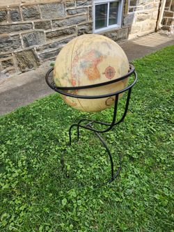 Vintage-Style World Globe on Metal Stand