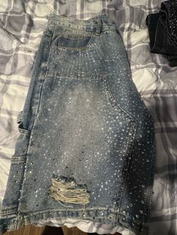 Blue Jean Rhinestone Jorts