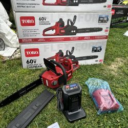 Toro Flex-Force 60-Volt Max 16-Inch Lithium-Ion Electric Chainsaw with 3-Phase Brushless RunSmart Motor, 2.0 Ah Battery, and Charger, Red