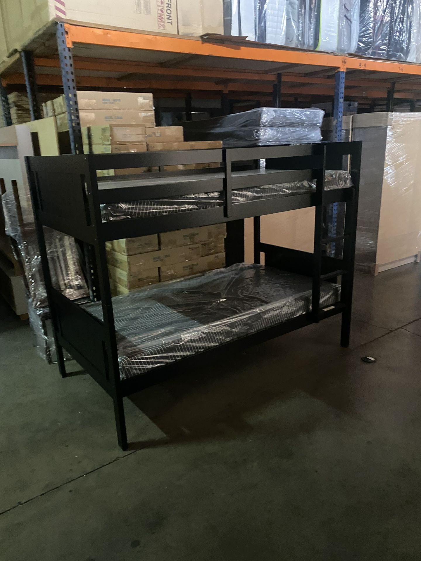 Twin over twin bunk bed. White or espresso. Assembly required. Assembly not included. Taxes included. Free delivery.  Bunk Bed only without Assembly-$