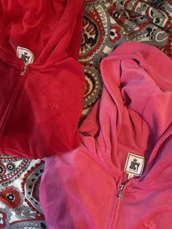 Juicy Couture Red And Pink Velvet Zip Ups
