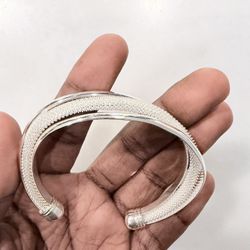 VTG 925 Sterling Silver Plated Mesh Cuff Bracelet Designer Inspired Adjustable