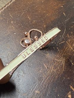 Blessed Inspirational Bracelet Mint Green Enamel Rose Gold Tone Adjustable