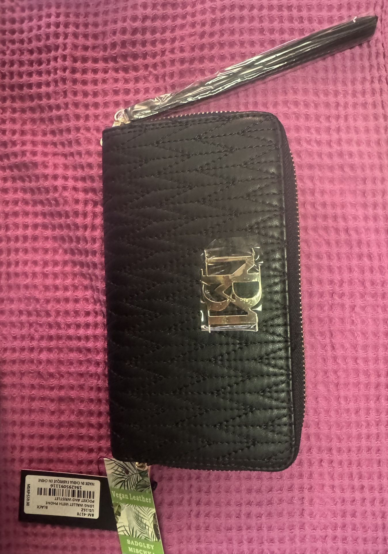 Badgley Mischka Black Quilted Vegan Leather Wallet