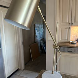 Desk Or Sofa Lamp Marble Base Brushed Gold Adjustable Height