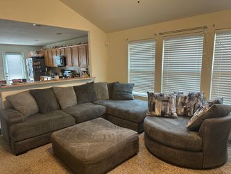 Large Gray Wesley Sectional + Ottoman + Chair – $650 OBO