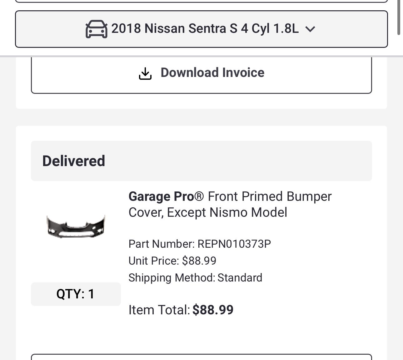 2018 Nissan Sentra Bumper
