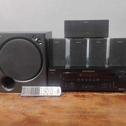 Sony 5.1 Surround Sound System W/ Subwoofer Receiver Remote Speakers