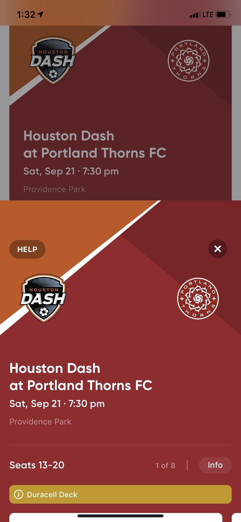 Huston Dash vs Portland Thorns Sat sep 21