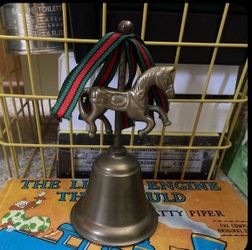 VINTAGE BRASS CAROUSEL HORSE BELL WITH RIBBONS ONE OF A KIND!