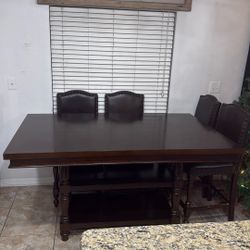 Counter height brown Dining Table and Chairs
