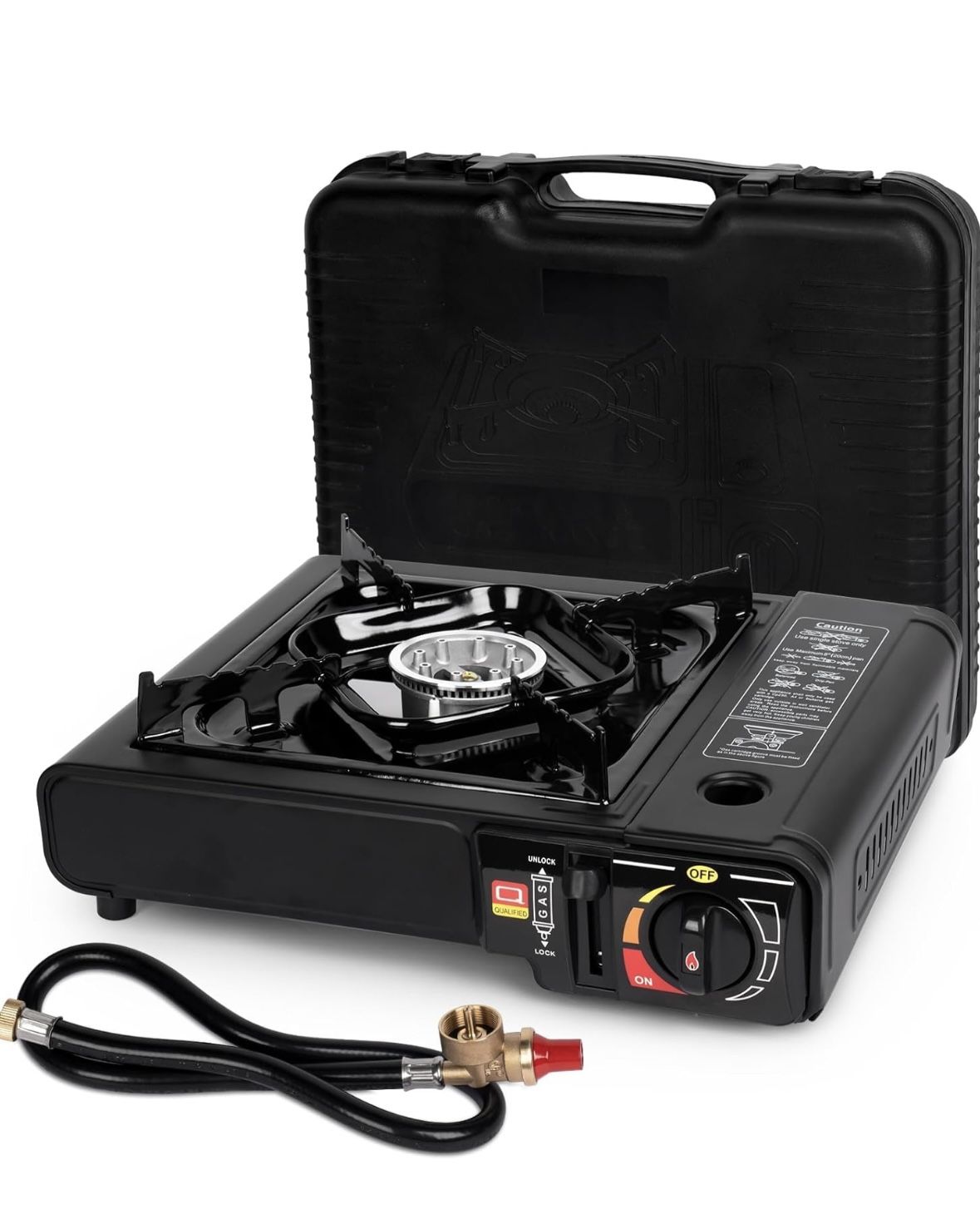Dual Fuel Stove with Butane & Propane Compatibility, Portable Camping Stove for Outdoor Cooking