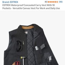 Waterproof Canvas Conceal Carry Vest (size 4xl)