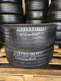 235 55R 19 CONTINENTAL CROSS CONTACT TIRES 2355519 USED TIRES (PAIR) MOUNT BALANCE INCLUDED