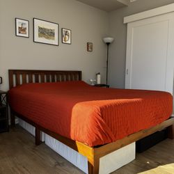 Queen Bed Frame – Solid Wood | Antique Espresso | Mint Condition (Move Out Sale)