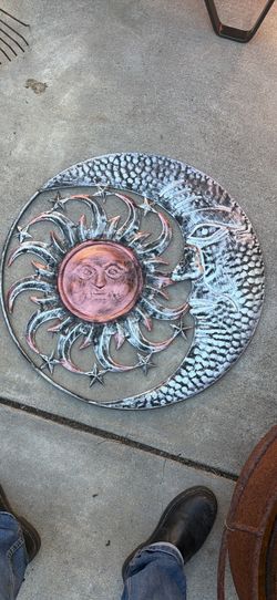 Metal Sun & Moon Wall Art