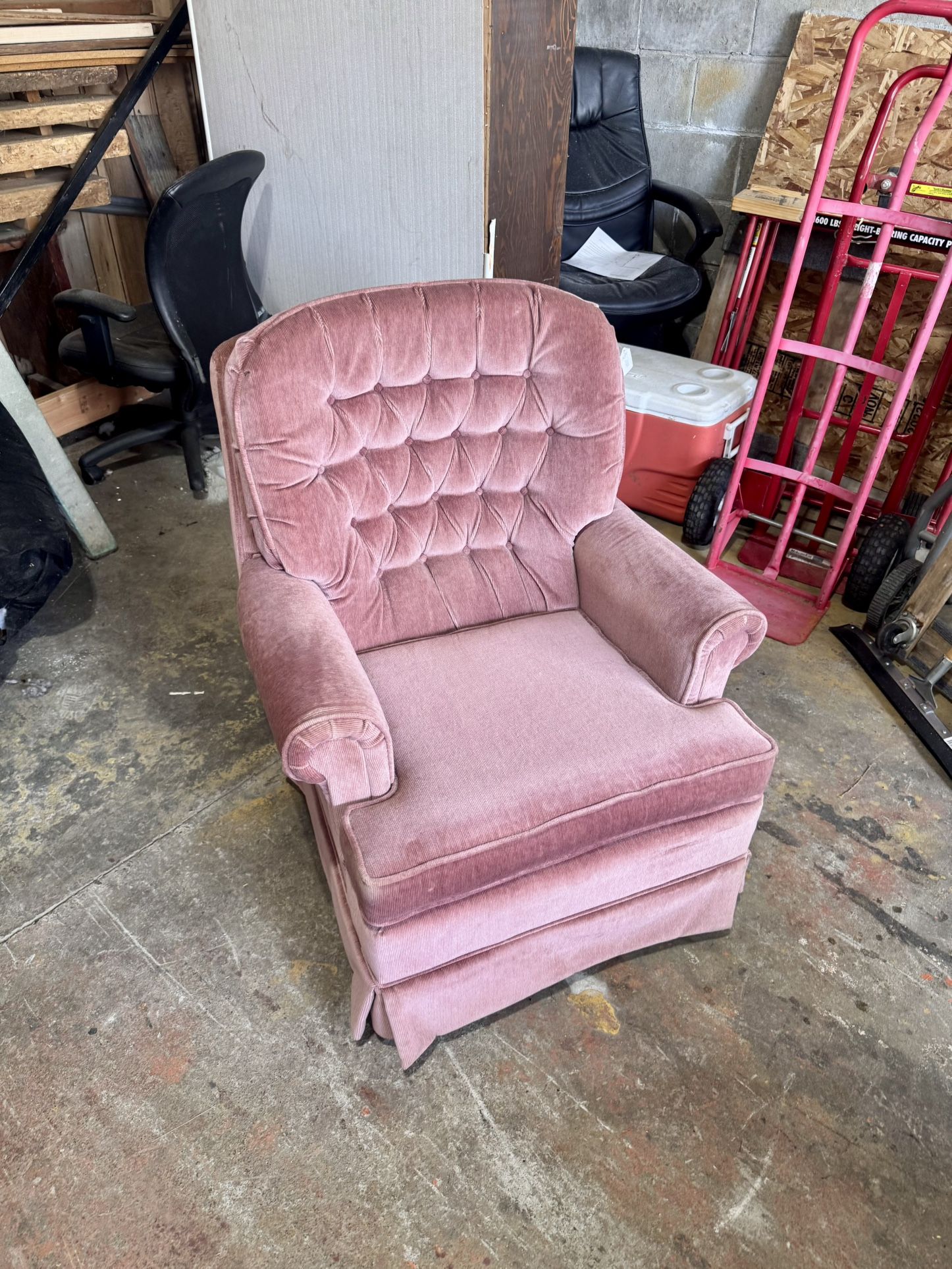 Pink Chair “WE DELIVER”