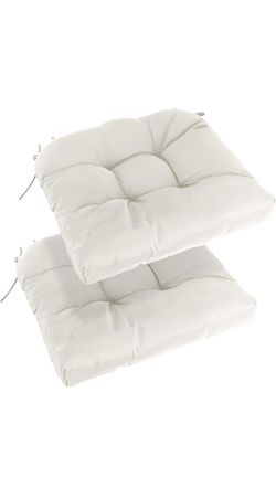 Patio Cushions Outdoor Chair Pads Premium Comfortable 19" x 19 x 5 Seat Cushions, 2 Pack, White