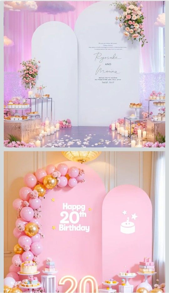 White Pink double sided Arch Backdrop Cover Wedding Arch Covers 7.2 Party Arch Backdrop Stand Cover Baby Shower Birthday Stretchy Photo Arch Covers.