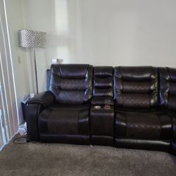 Leather Dark Brown Couch Sectional 
