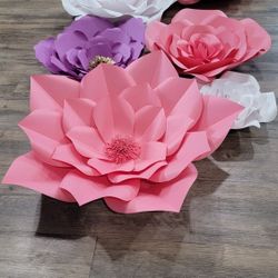 Purple Pink White Paper Flowers 