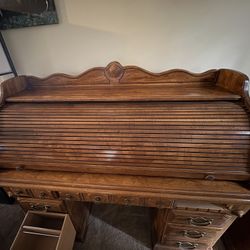 Light Brown Wooden Rollaway Desk