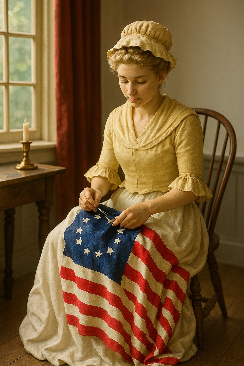 Avon USA 1970s Empty Figural Betsy Ross Sonnet Cologne Decanter, 5.5”