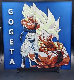 Gogeta Dragon Ball 3D Printed 8"x8" Display Board UV blacklight glow