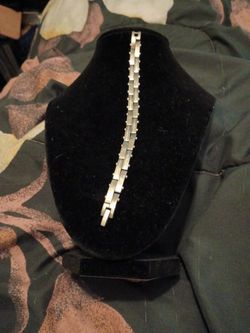 Stainless Steel With Sterling Silver Inlay Bracelet