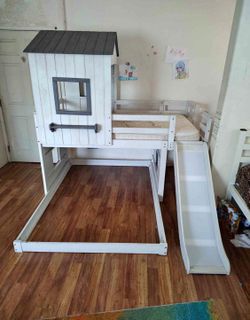 Twin Over Full House Bed with Slide