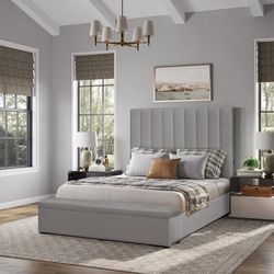 Sophisticated Design, Channel tufted upholstered bed w/Storage