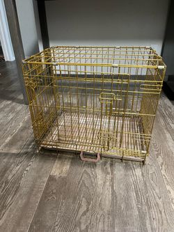 Homey Pet 30 inch or 24 inch  Small Dog Crate for Puppy, Copper Gold Wire Cage Kennel Rust/Peel-Resist Nano-Coat, Collapsible, Removable Grid & Tray, 
