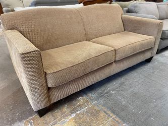 Brown & Beige Patterned Fabric Sofa