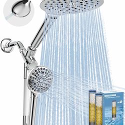 MakeFit Dual Filtered Rain Shower Head Combo, Handheld Shower Head with Adjustable Bar - Rainfall Shower Head And Showerhead with Filter for Hard Wate